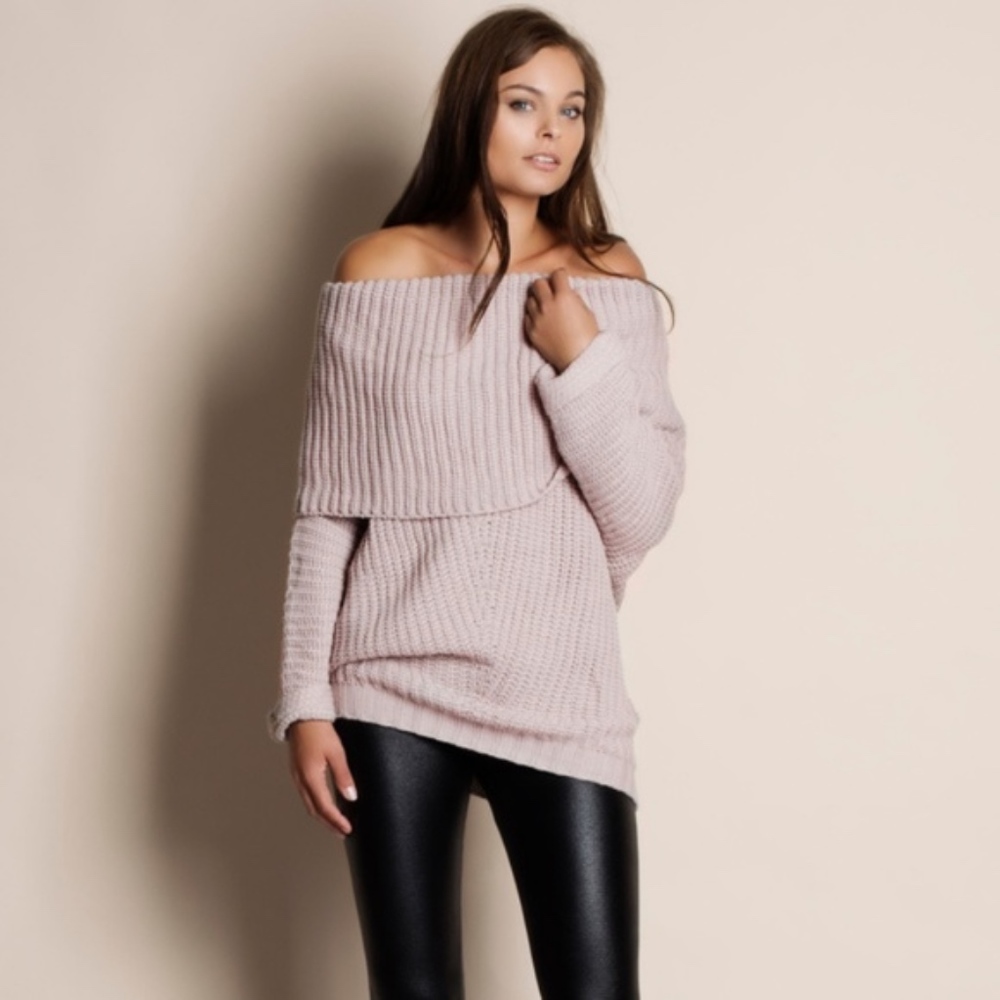 FIONA Off Shoulder knit Sweater - light mauve - Picture 3 of 4